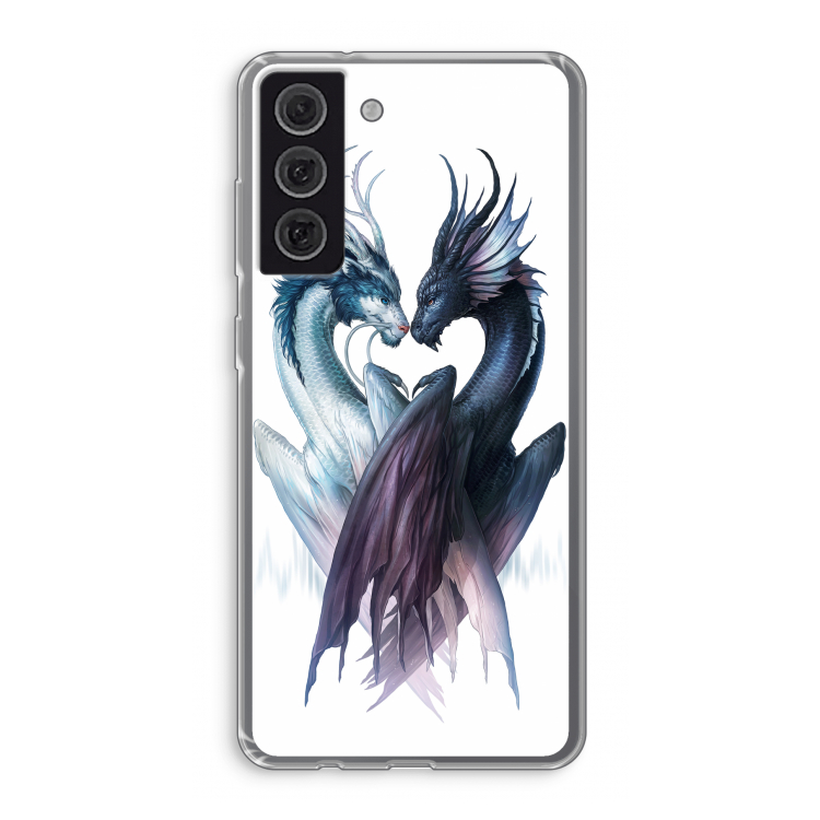 Yin Yang Dragons: Samsung Galaxy S21 FE Transparant Hoesje