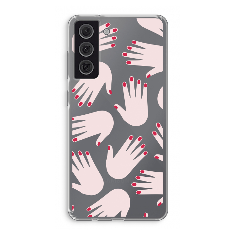 Hands pink: Samsung Galaxy S21 FE Transparant Hoesje