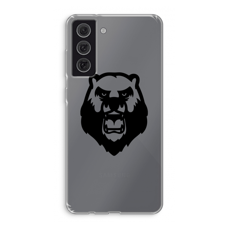 Angry Bear (black): Samsung Galaxy S21 FE Transparant Hoesje