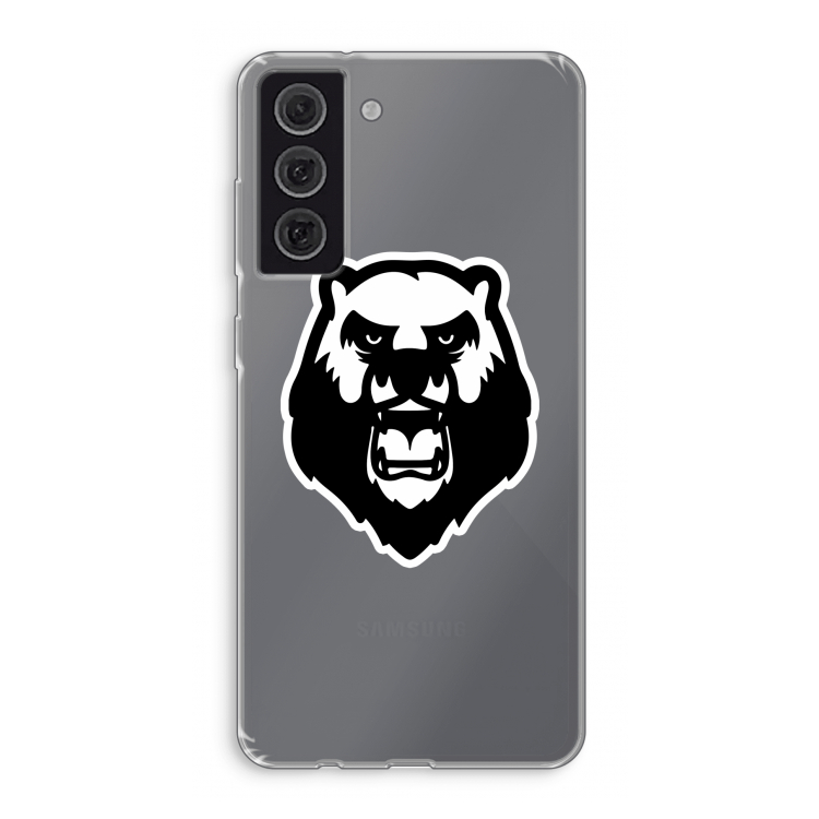 Angry Bear (white): Samsung Galaxy S21 FE Transparant Hoesje