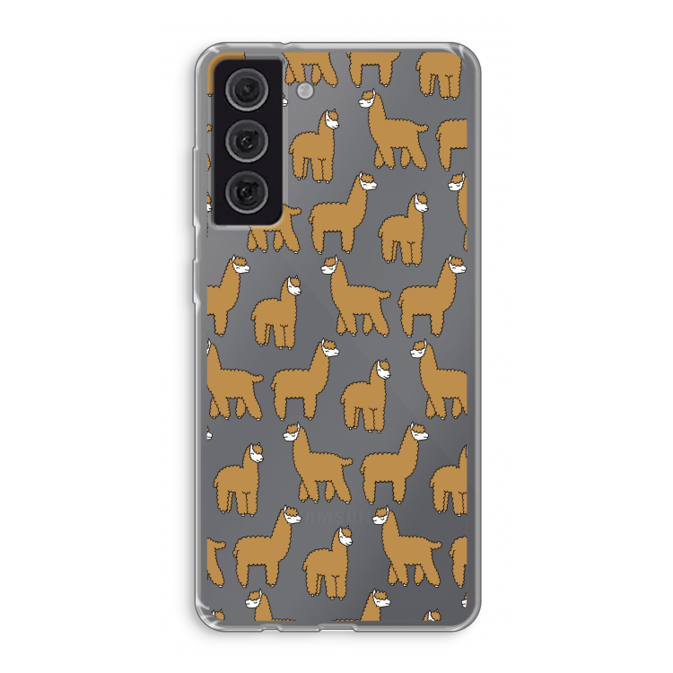 Alpacas: Samsung Galaxy S21 FE Transparant Hoesje