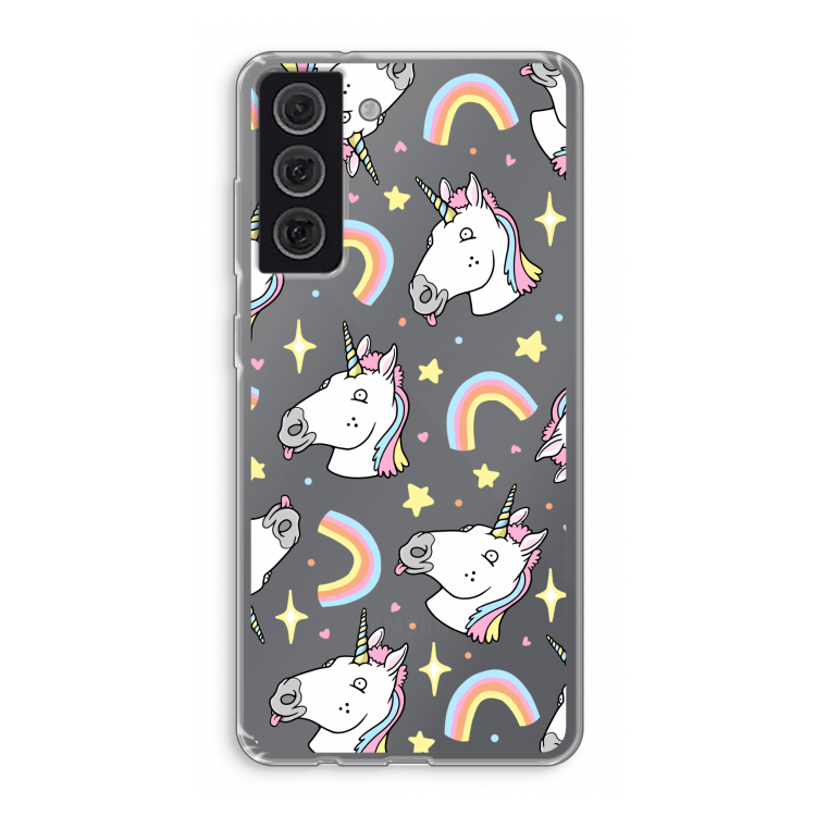 Rainbow Unicorn: Samsung Galaxy S21 FE Transparant Hoesje