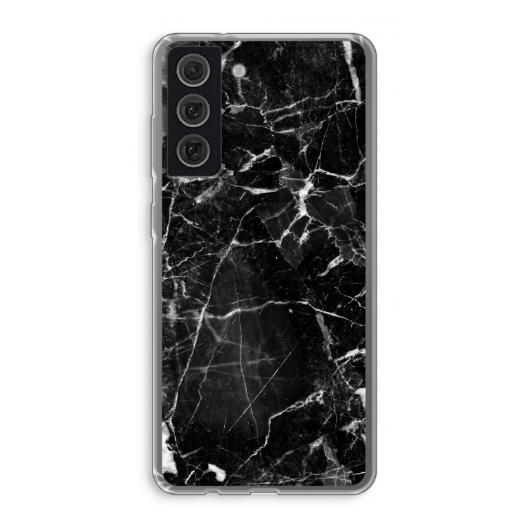 Zwart Marmer 2: Samsung Galaxy S21 FE Transparant Hoesje