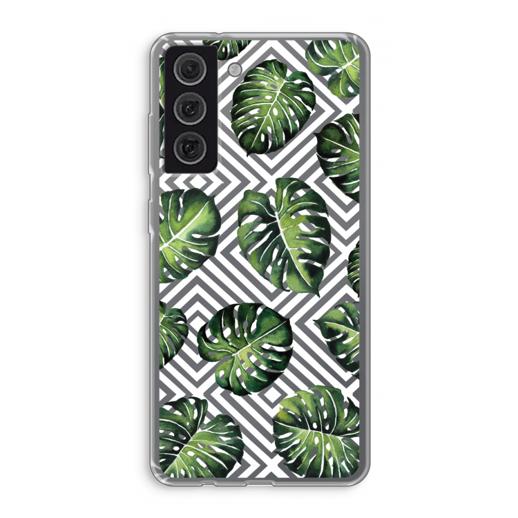 Geometrische jungle: Samsung Galaxy S21 FE Transparant Hoesje