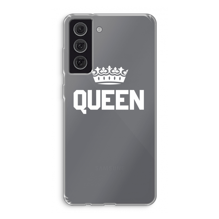 Queen zwart: Samsung Galaxy S21 FE Transparant Hoesje