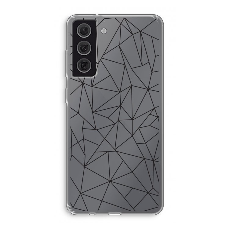 Geometrische lijnen zwart: Samsung Galaxy S21 FE Transparant Hoesje