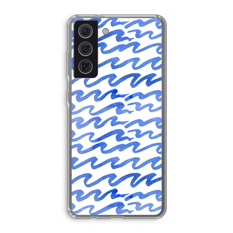 Blauwe golven: Samsung Galaxy S21 FE Transparant Hoesje