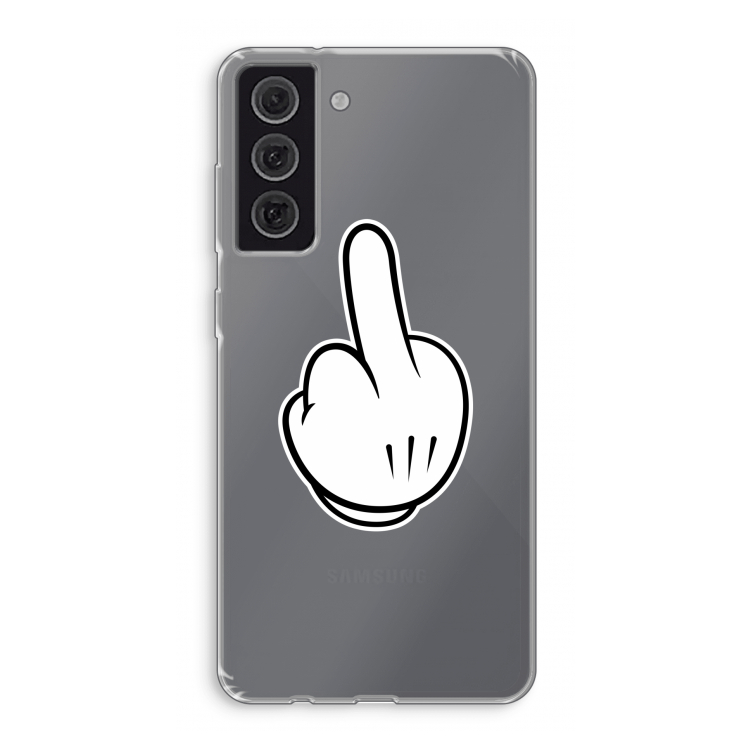 Middle finger white: Samsung Galaxy S21 FE Transparant Hoesje
