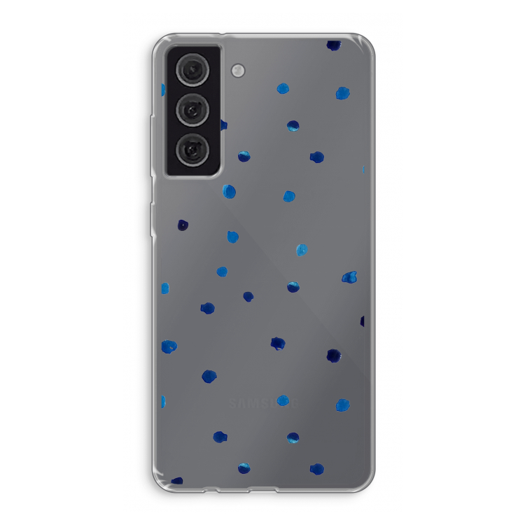 Blauwe stippen: Samsung Galaxy S21 FE Transparant Hoesje