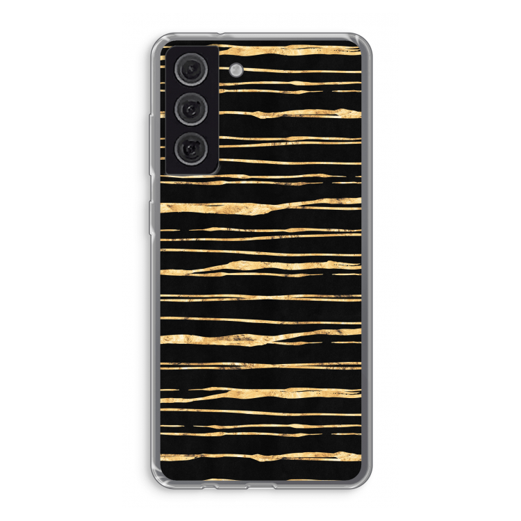 Gouden strepen: Samsung Galaxy S21 FE Transparant Hoesje