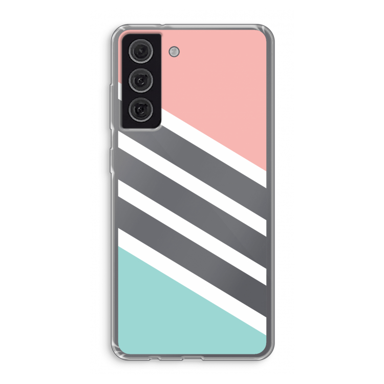 Strepen pastel: Samsung Galaxy S21 FE Transparant Hoesje