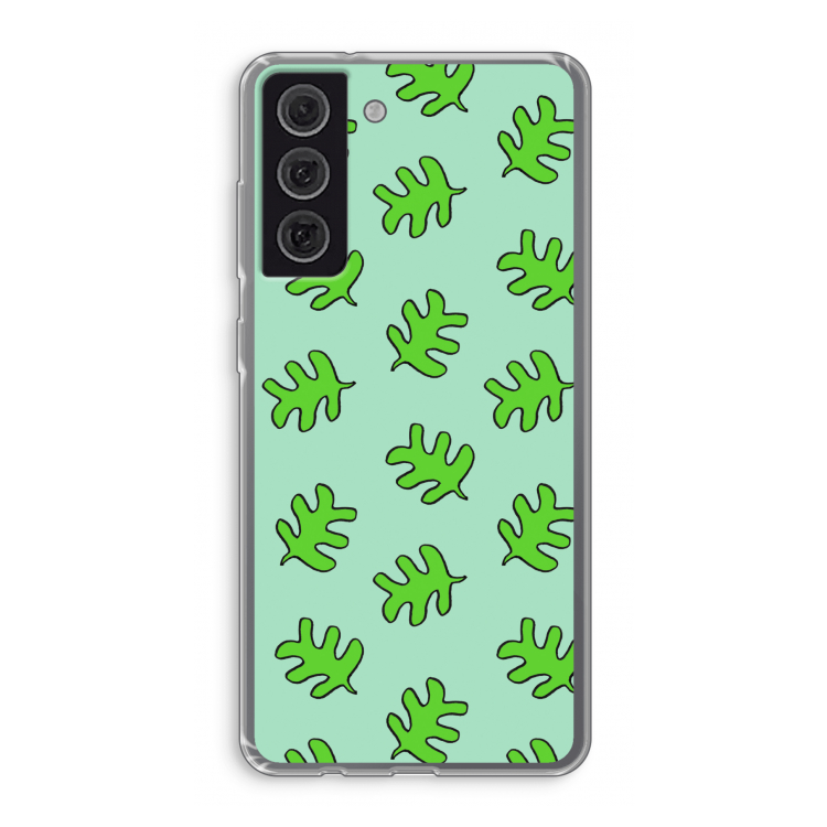 Groene blaadjes: Samsung Galaxy S21 FE Transparant Hoesje