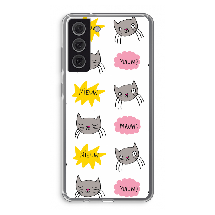 Meow: Samsung Galaxy S21 FE Transparant Hoesje