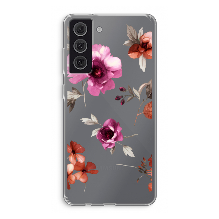 Geschilderde bloemen: Samsung Galaxy S21 FE Transparant Hoesje