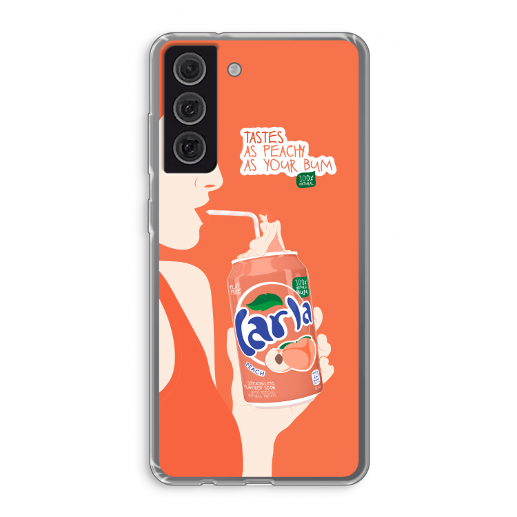 Peach please!: Samsung Galaxy S21 FE Transparant Hoesje