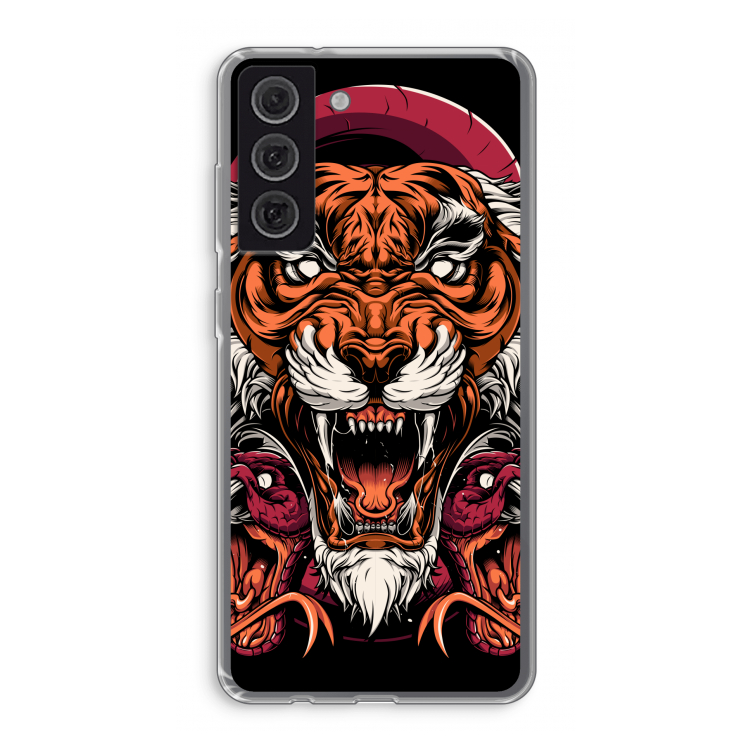 Tiger and Rattlesnakes: Samsung Galaxy S21 FE Transparant Hoesje