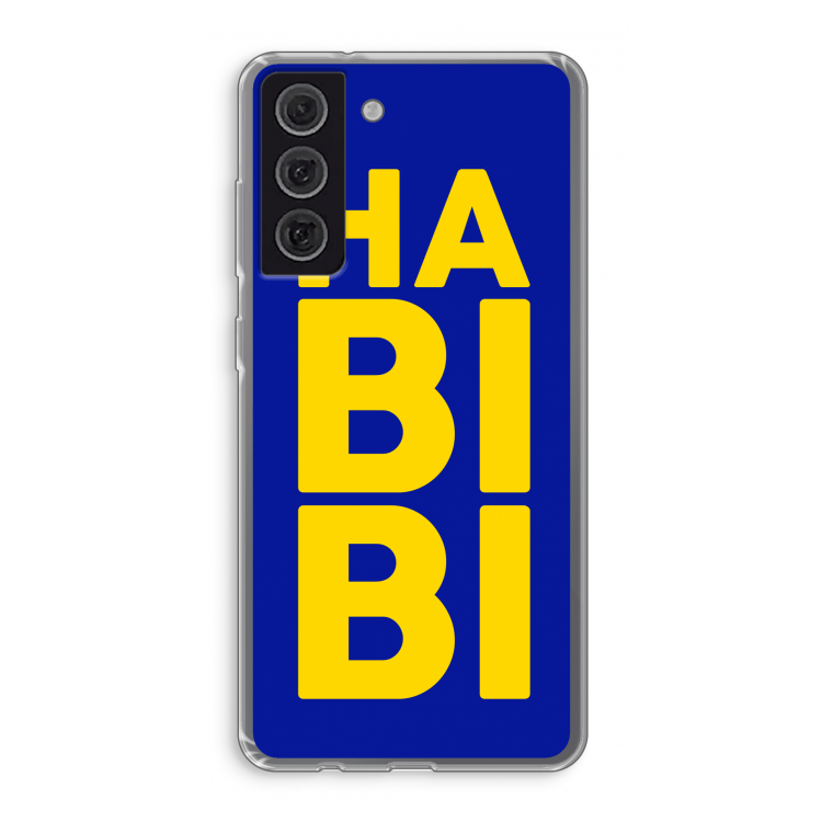 Habibi Blue: Samsung Galaxy S21 FE Transparant Hoesje