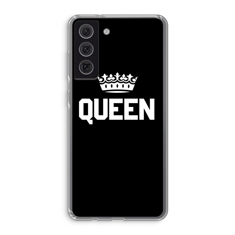 Queen zwart: Samsung Galaxy S21 FE Transparant Hoesje