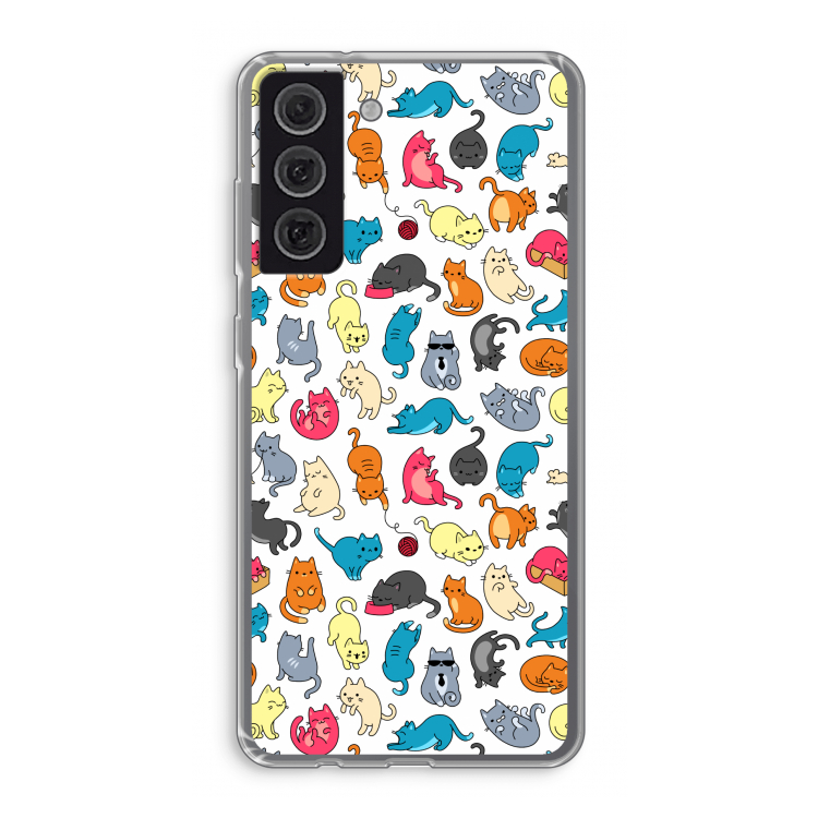 Kleurrijke katten: Samsung Galaxy S21 FE Transparant Hoesje