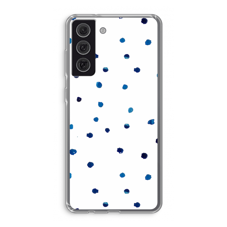 Blauwe stippen: Samsung Galaxy S21 FE Transparant Hoesje