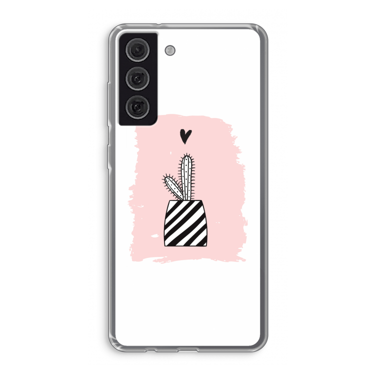Zwart-wit cactus: Samsung Galaxy S21 FE Transparant Hoesje