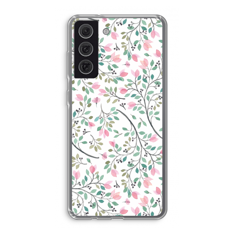Sierlijke bloemen: Samsung Galaxy S21 FE Transparant Hoesje