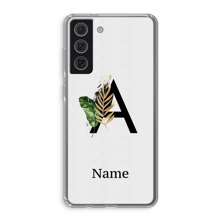 Charcoal Flora: Samsung Galaxy S21 FE Transparant Hoesje