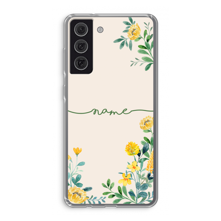 Gele bloemen: Samsung Galaxy S21 FE Transparant Hoesje