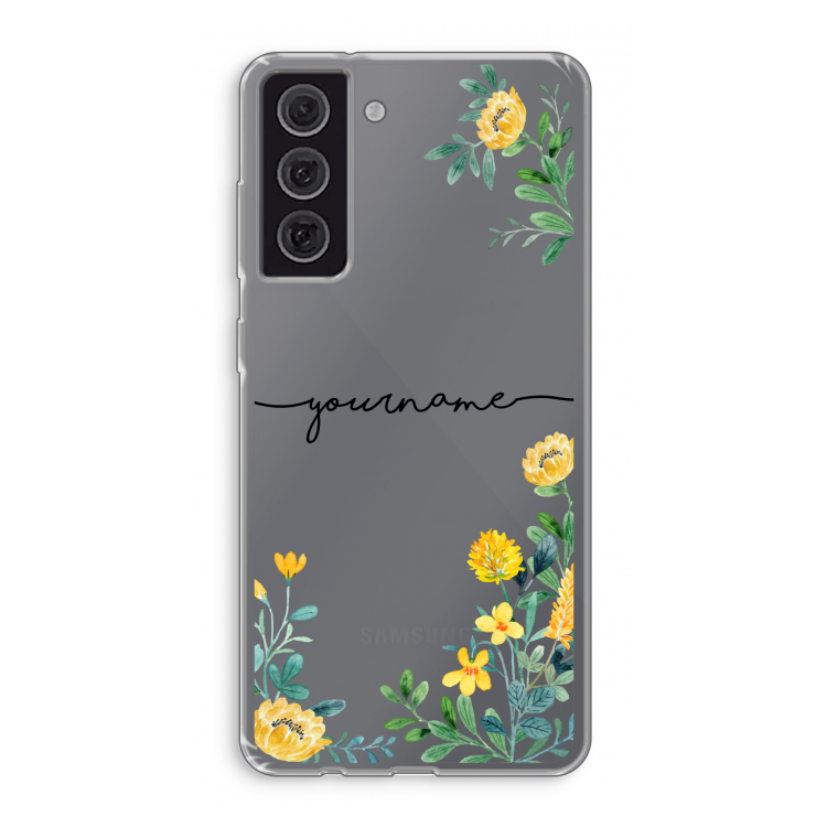 Gele bloemen: Samsung Galaxy S21 FE Transparant Hoesje