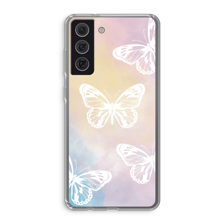 White butterfly: Samsung Galaxy S21 FE Transparant Hoesje