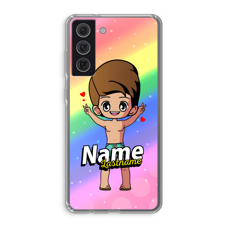 Chibi Maker man: Samsung Galaxy S21 FE Transparant Hoesje