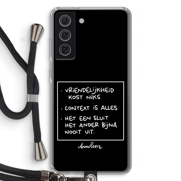 Mijn Motto's: Samsung Galaxy S21 FE Transparant Hoesje met koord