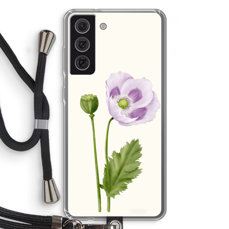 Purple poppy: Samsung Galaxy S21 FE Transparant Hoesje met koord