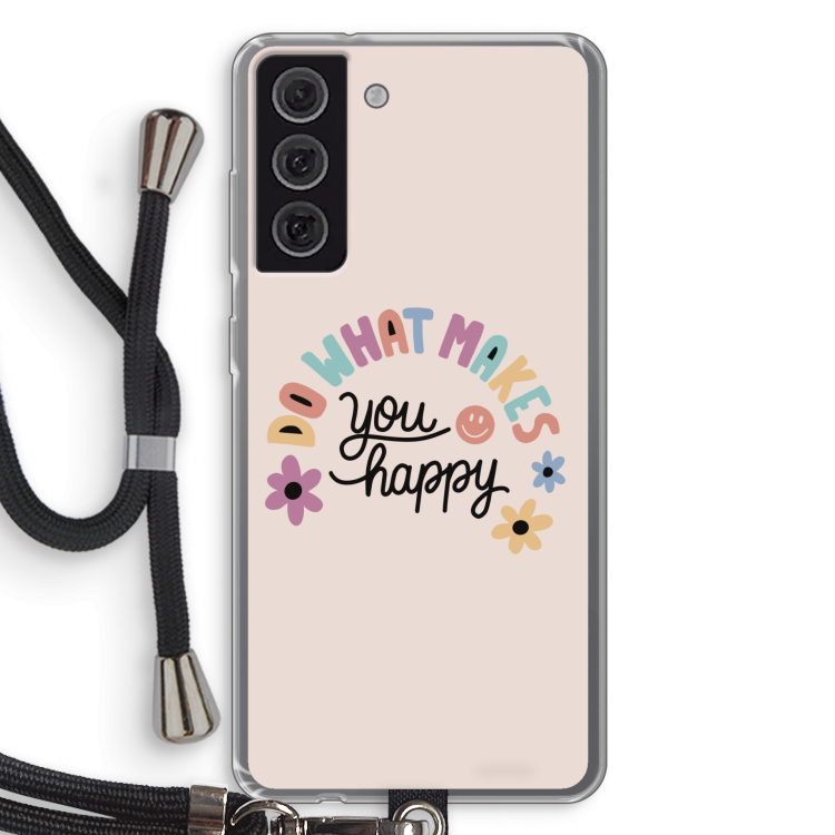 Happy days: Samsung Galaxy S21 FE Transparant Hoesje met koord