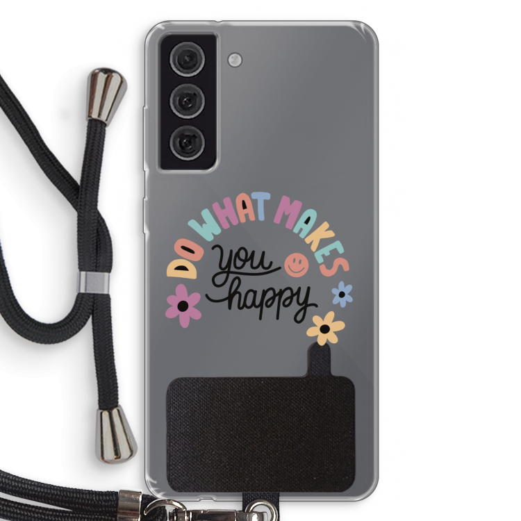 Happy days: Samsung Galaxy S21 FE Transparant Hoesje met koord