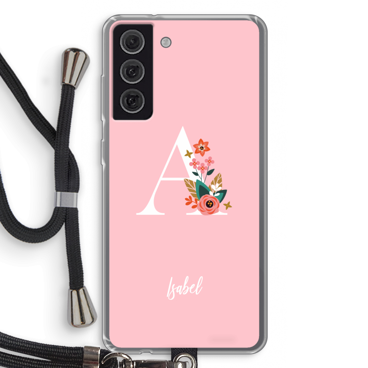 Pink Bouquet: Samsung Galaxy S21 FE Transparant Hoesje met koord