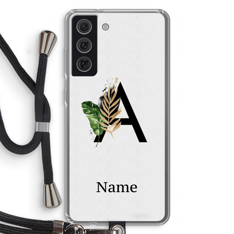 Charcoal Flora: Samsung Galaxy S21 FE Transparant Hoesje met koord
