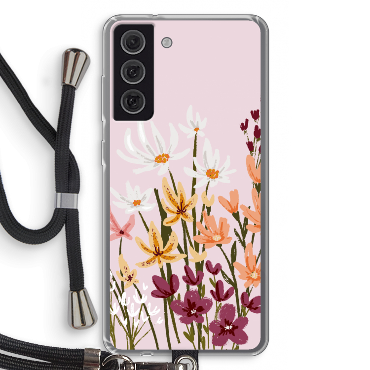 Painted wildflowers: Samsung Galaxy S21 FE Transparant Hoesje met koord
