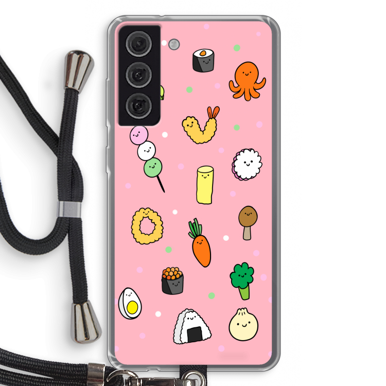 Happy bento friends: Samsung Galaxy S21 FE Transparant Hoesje met koord