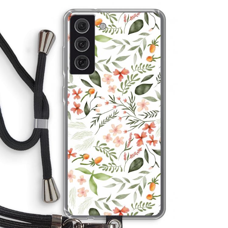 Sweet little flowers: Samsung Galaxy S21 FE Transparant Hoesje met koord