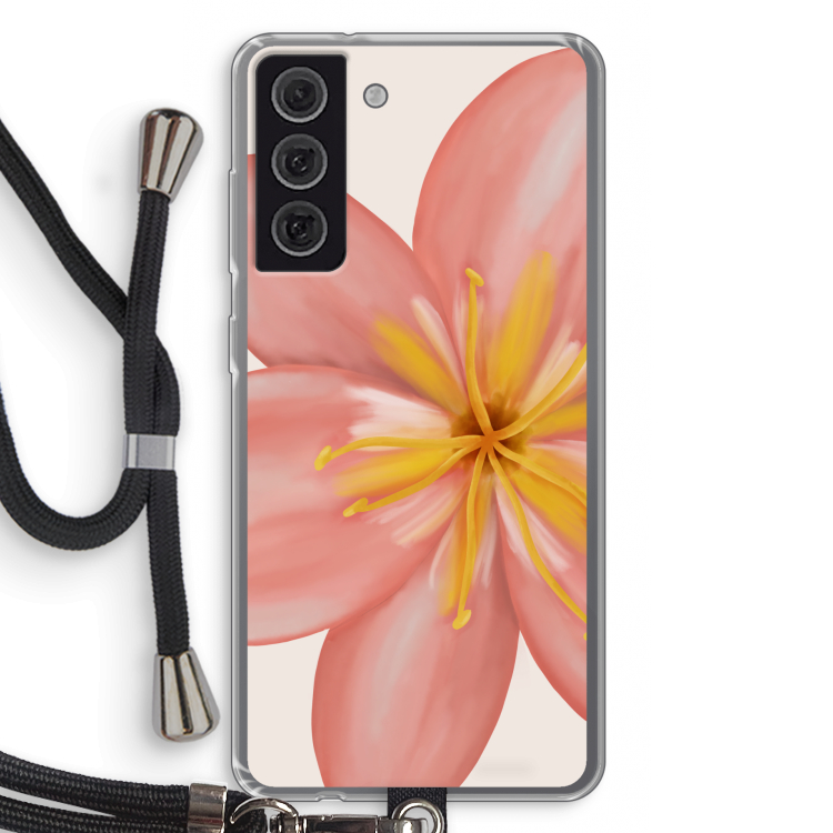 Pink Ellila Flower: Samsung Galaxy S21 FE Transparant Hoesje met koord