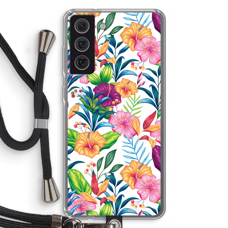 Tropisch 2: Samsung Galaxy S21 FE Transparant Hoesje met koord