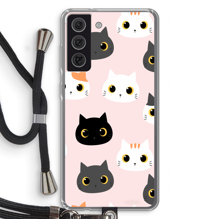 Katten: Samsung Galaxy S21 FE Transparant Hoesje met koord
