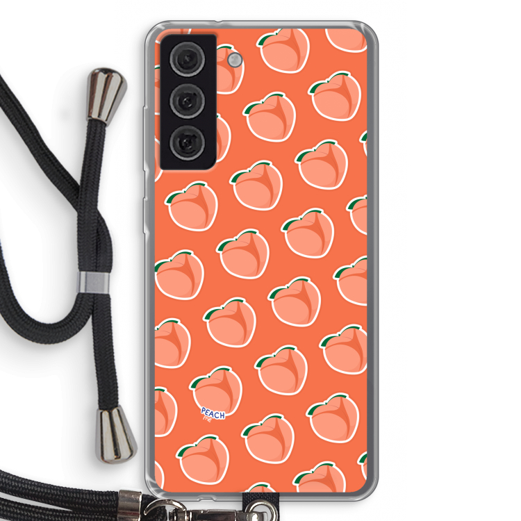 Just peachy: Samsung Galaxy S21 FE Transparant Hoesje met koord
