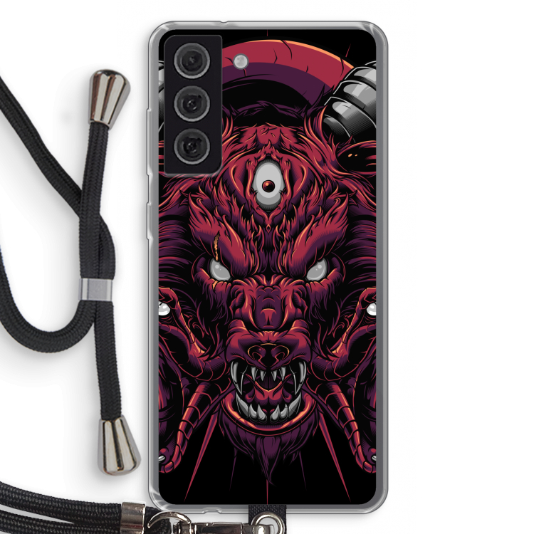 Hell Hound and Serpents: Samsung Galaxy S21 FE Transparant Hoesje met koord