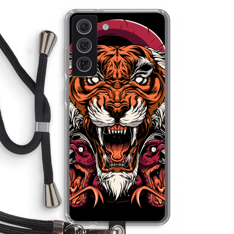 Tiger and Rattlesnakes: Samsung Galaxy S21 FE Transparant Hoesje met koord