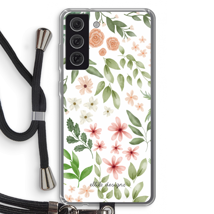 Botanical sweet flower heaven: Samsung Galaxy S21 FE Transparant Hoesje met koord