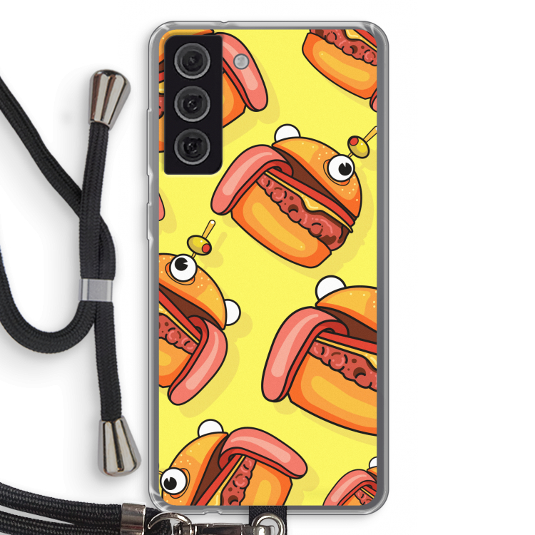 Hamburger: Samsung Galaxy S21 FE Transparant Hoesje met koord