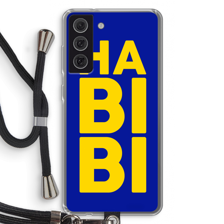 Habibi Blue: Samsung Galaxy S21 FE Transparant Hoesje met koord