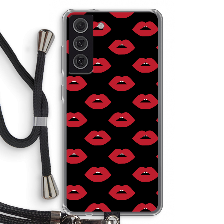 Lips: Samsung Galaxy S21 FE Transparant Hoesje met koord